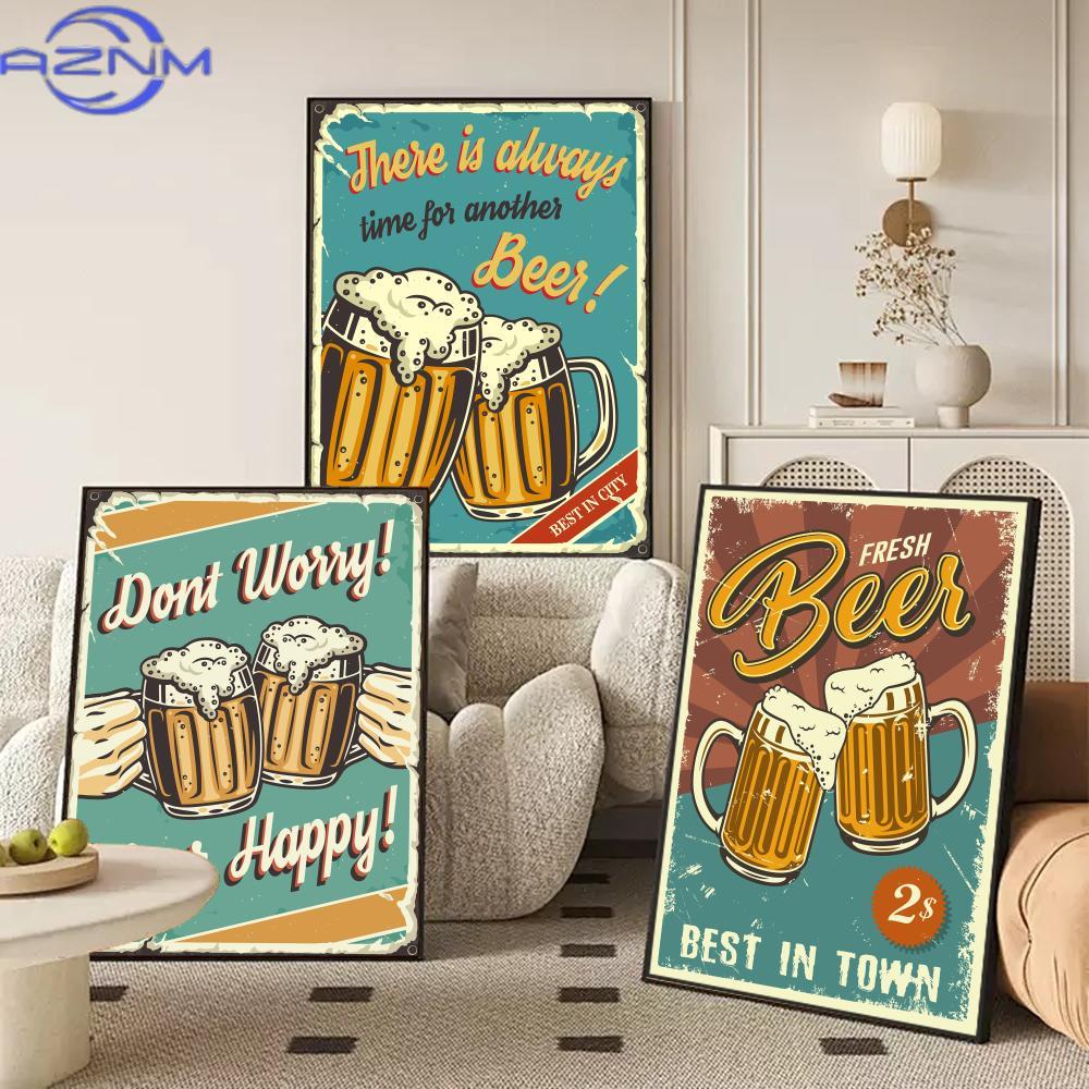 Wine Beer Combination - AZNM Piwo Wino Retro Styl Malarstwo